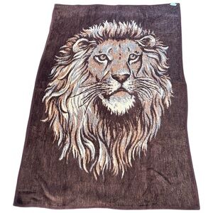 Crown Crafts Vuteks Vukovar Reversible Lion Blanket  Brown/Tan Virgin Acrylic
